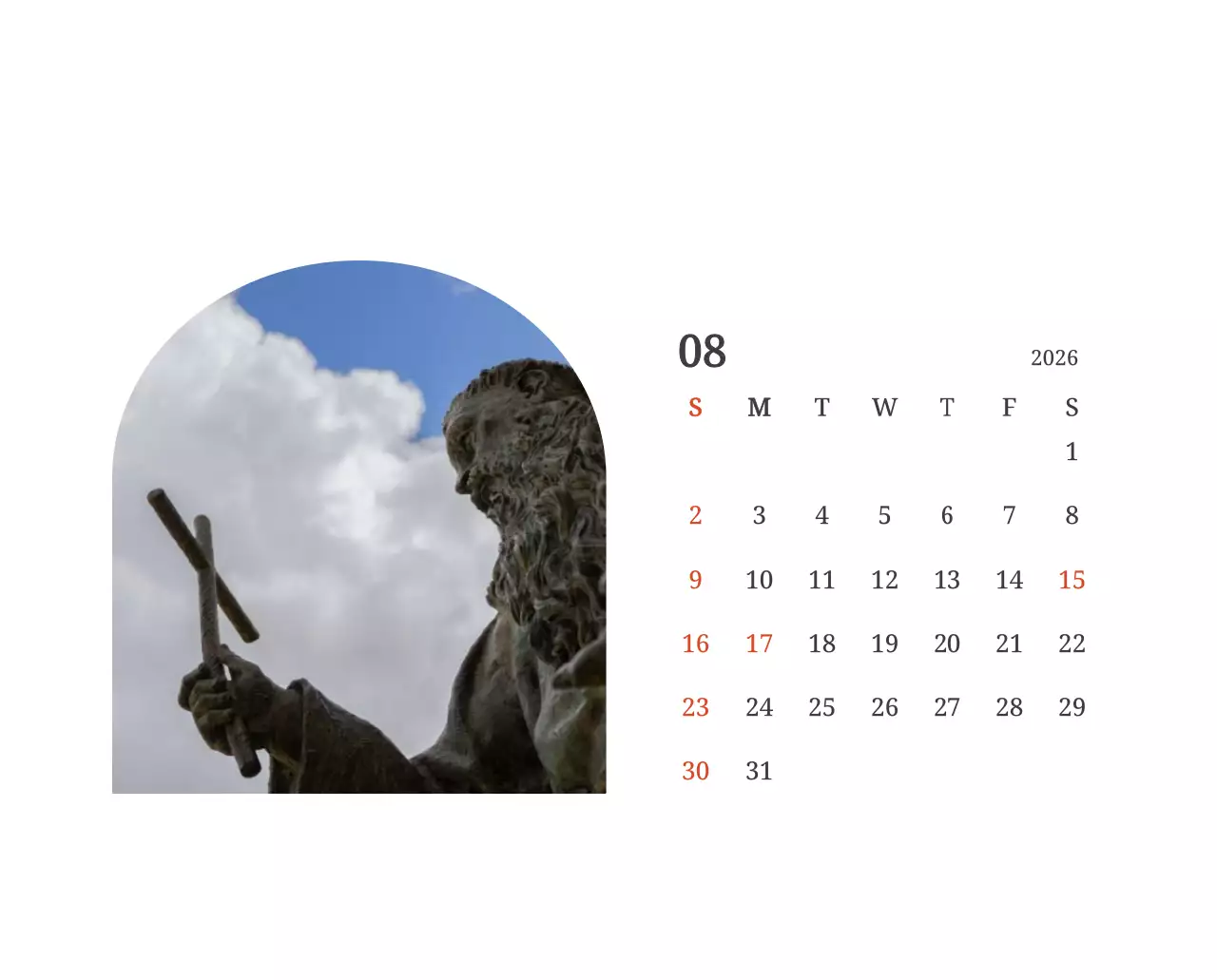 풍경 속 교회가 돋보이는 사진들로 이루어진 달력