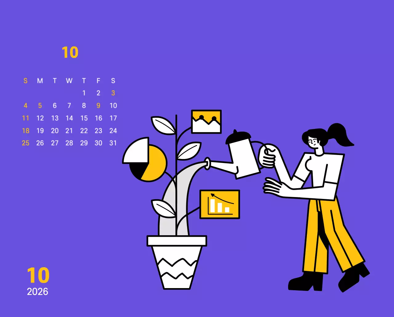 보라색 배경에 깔끔한 라인 일러스트