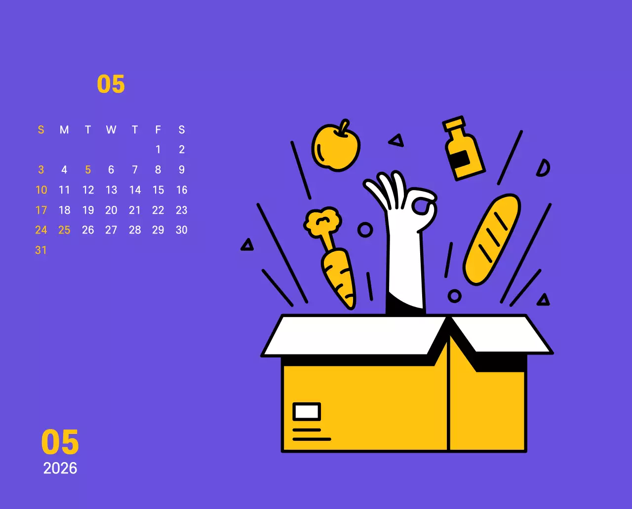 보라색 배경에 깔끔한 라인 일러스트