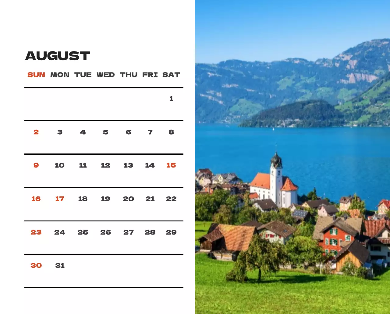 사계절 풍경의 여행 사진과 깔끔하고 과감한 텍스트 레이아웃의 연말 연시 기념 여행사 기업