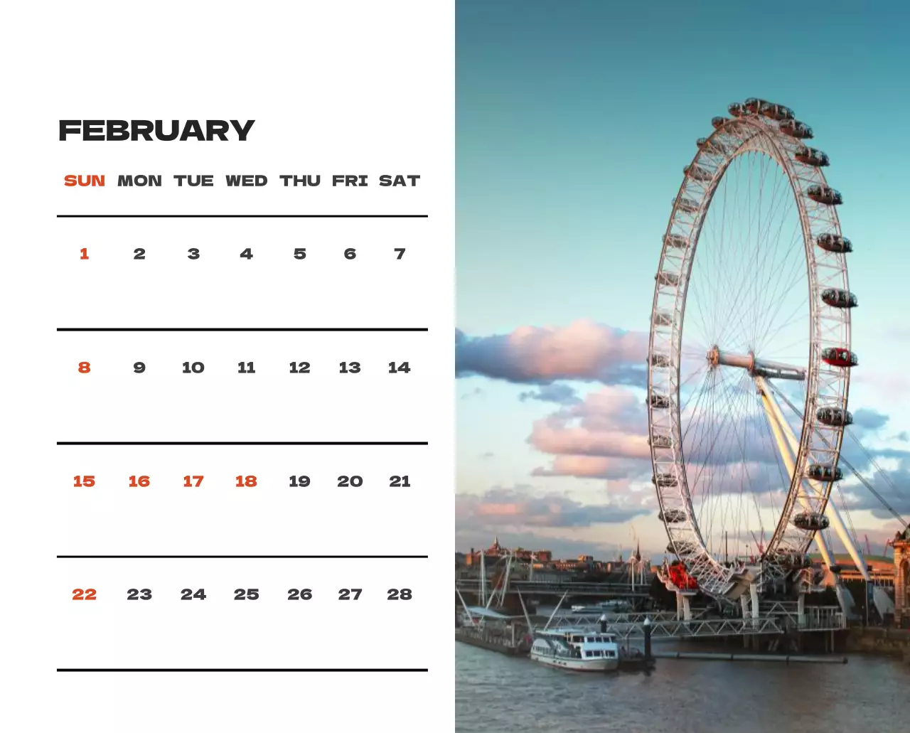 사계절 풍경의 여행 사진과 깔끔하고 과감한 텍스트 레이아웃의 연말 연시 기념 여행사 기업