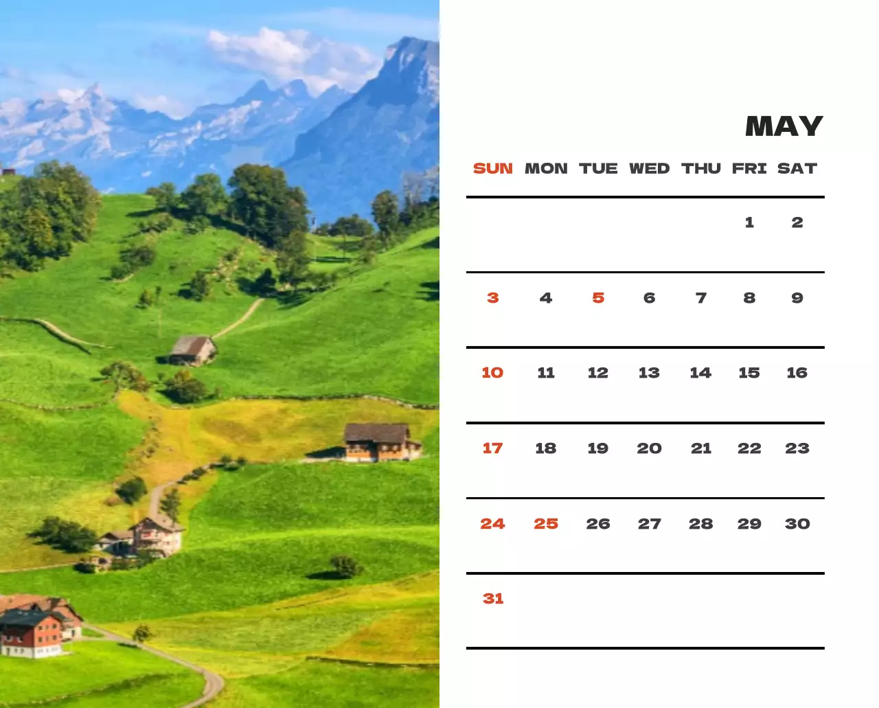 사계절 풍경의 여행 사진과 깔끔하고 과감한 텍스트 레이아웃의 연말 연시 기념 여행사 기업