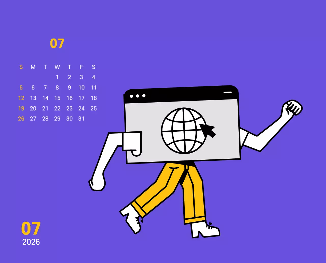 보라색 배경에 깔끔한 라인 일러스트