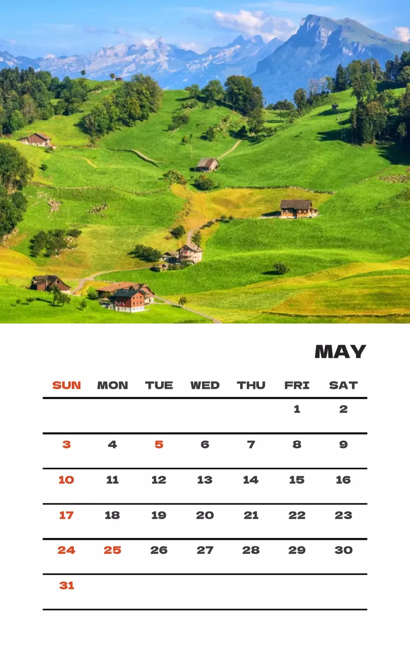 사계절 풍경의 여행 사진과 깔끔하고 과감한 텍스트 레이아웃의 연말 연시 기념 여행사 기업