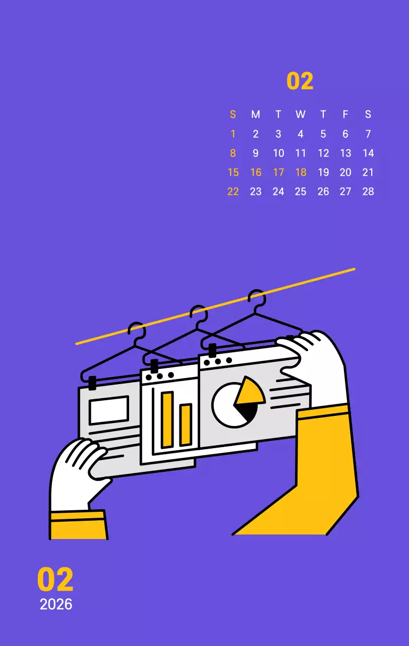 보라색 배경에 깔끔한 라인 일러스트