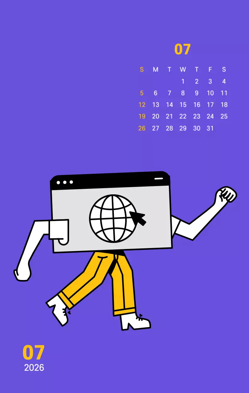 보라색 배경에 깔끔한 라인 일러스트