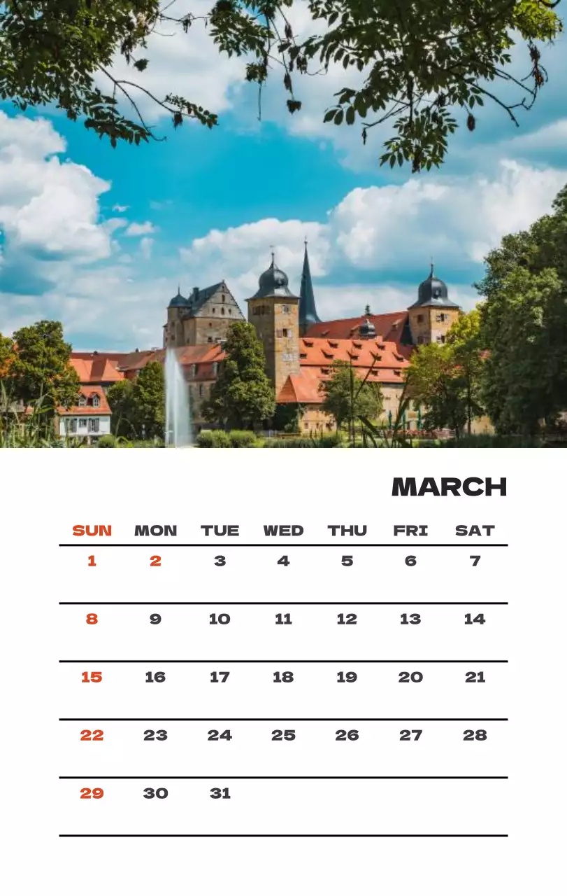 사계절 풍경의 여행 사진과 깔끔하고 과감한 텍스트 레이아웃의 연말 연시 기념 여행사 기업