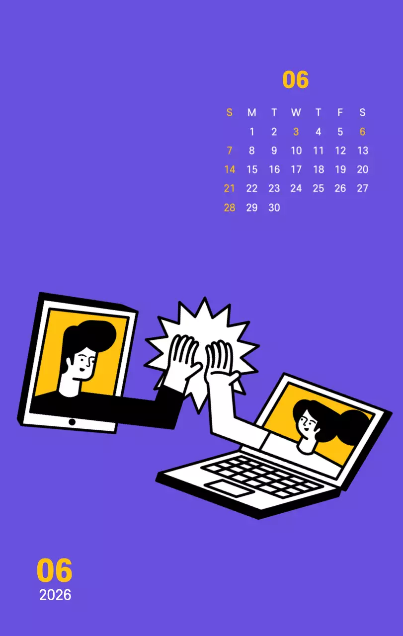 보라색 배경에 깔끔한 라인 일러스트