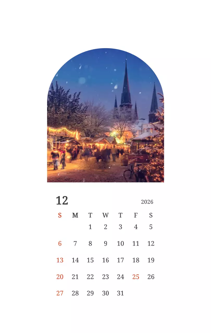 풍경 속 교회가 돋보이는 사진들로 이루어진 달력