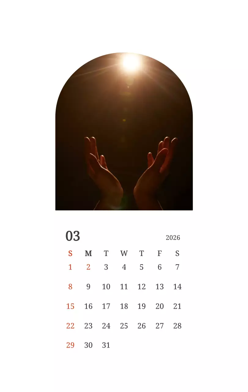 풍경 속 교회가 돋보이는 사진들로 이루어진 달력