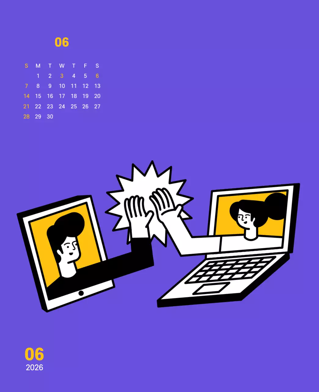 보라색 배경에 깔끔한 라인 일러스트