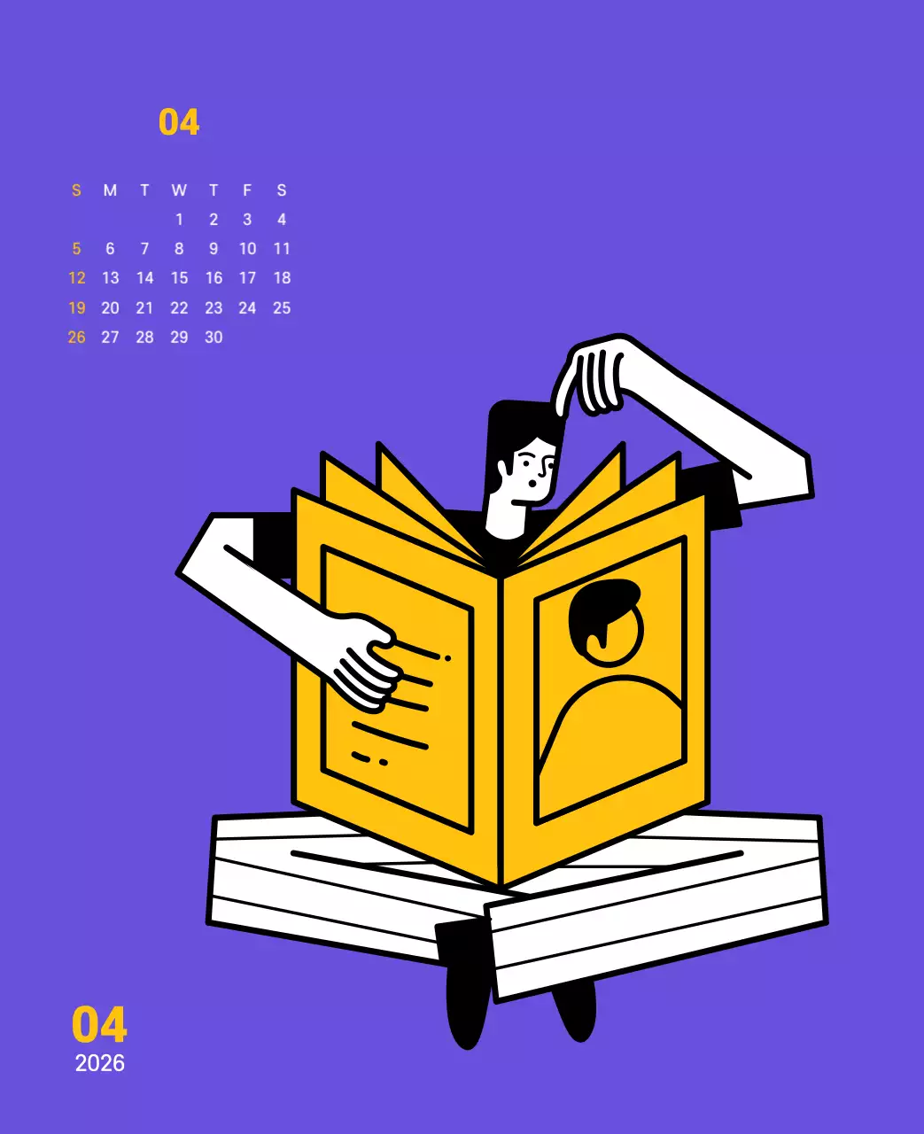 보라색 배경에 깔끔한 라인 일러스트