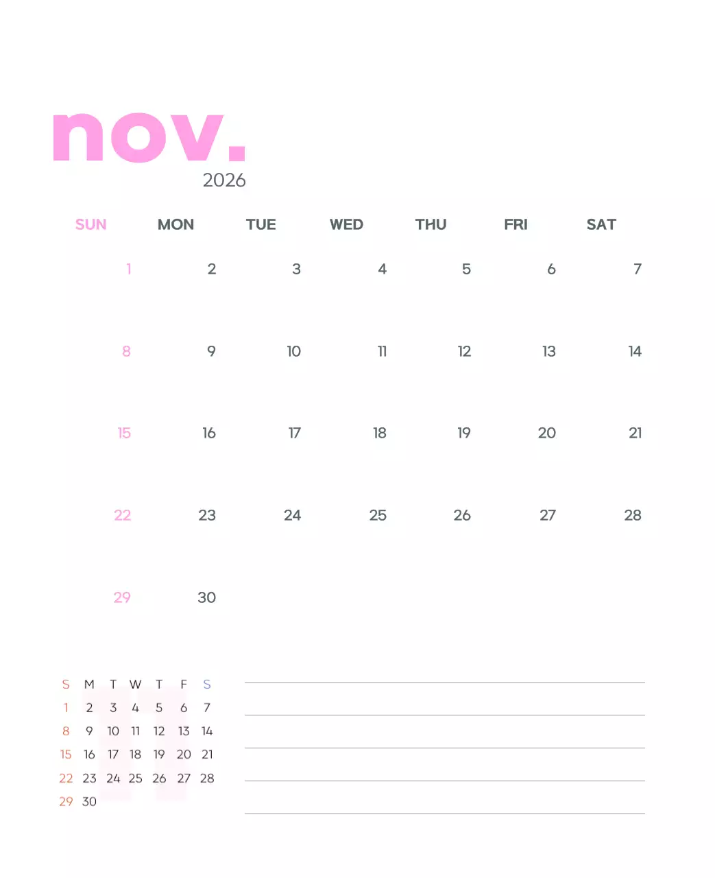 아기자기한 일러스트가 있는 업무용 달력