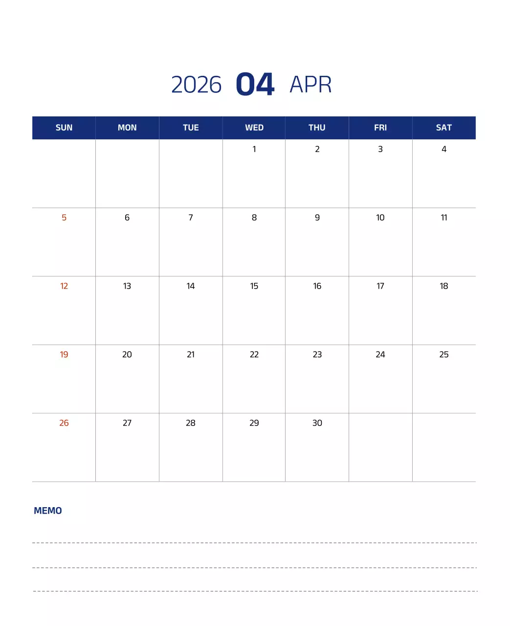 파란색의 깔끔한 일러스트가 들어간 심플한 달력