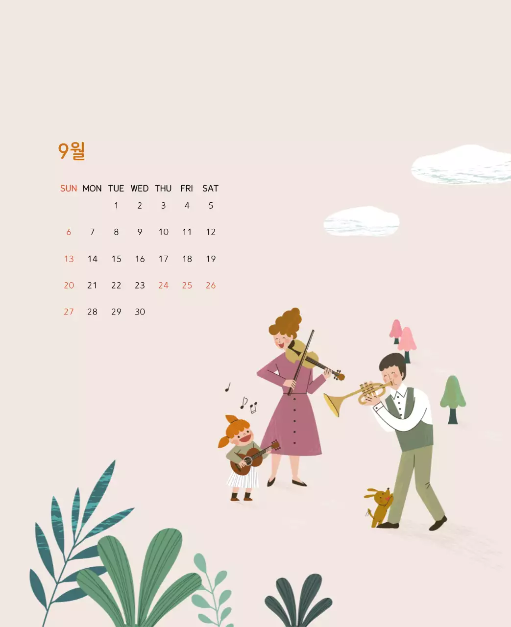 파스텔톤의 따뜻한 가족 컨셉