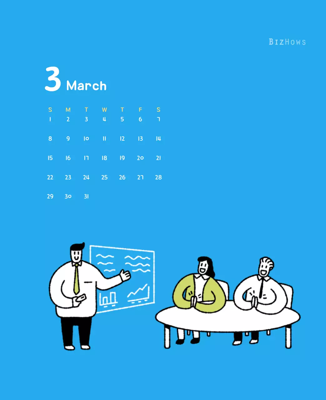 귀여운 일러스트의 신년 달력