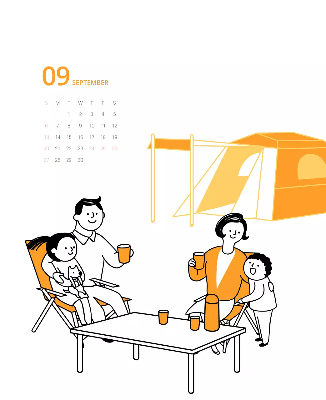 다양한 컬러의 일러스트 달력