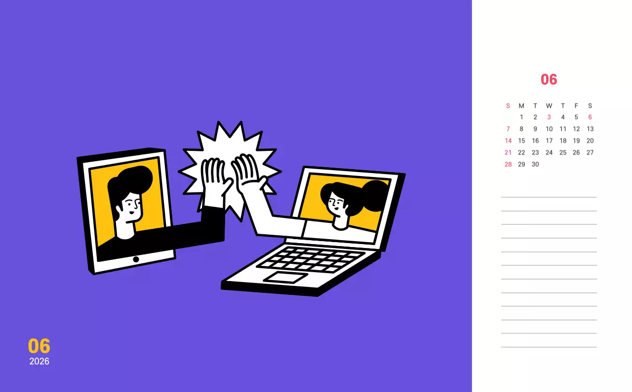 보라색 배경에 깔끔한 라인 일러스트