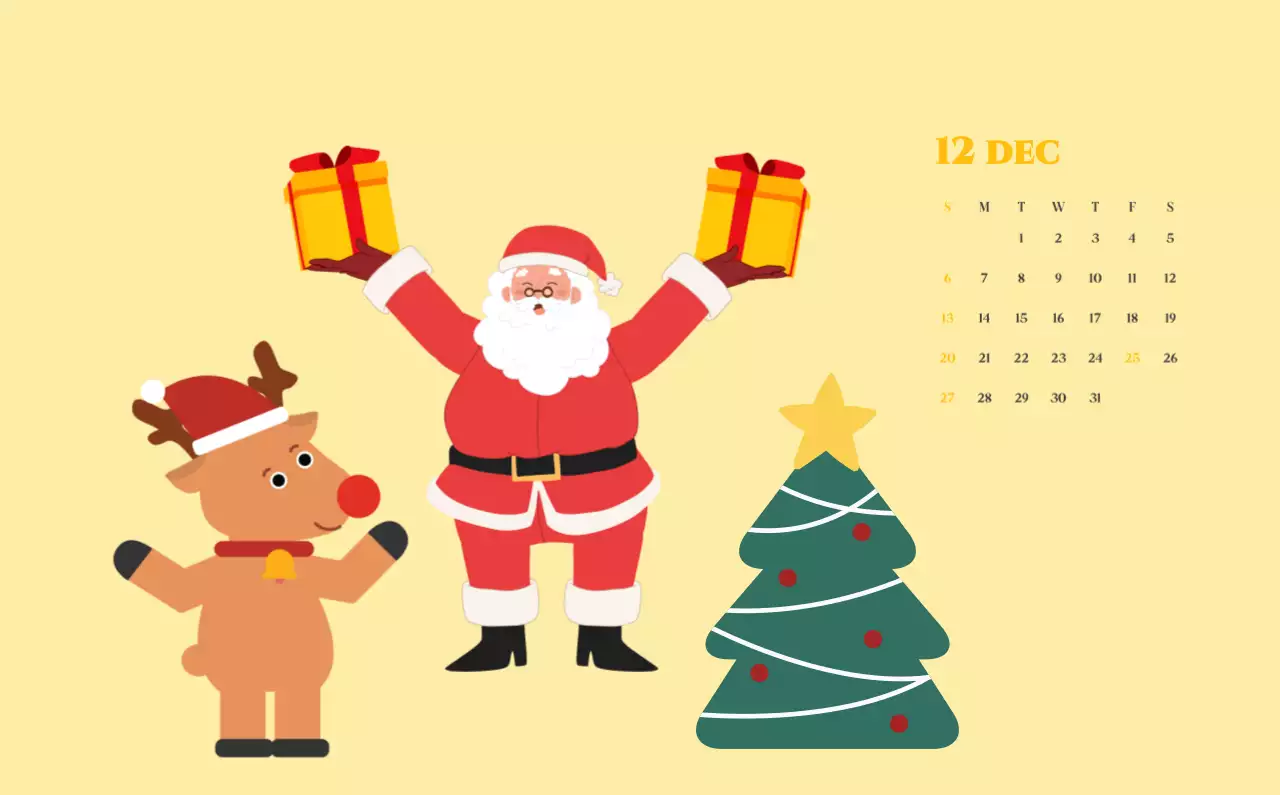 옐로우와 그린 배경에 청소년 일러스트가 담긴 달력