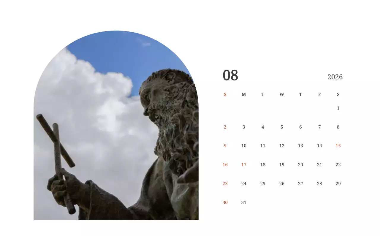 풍경 속 교회가 돋보이는 사진들로 이루어진 달력