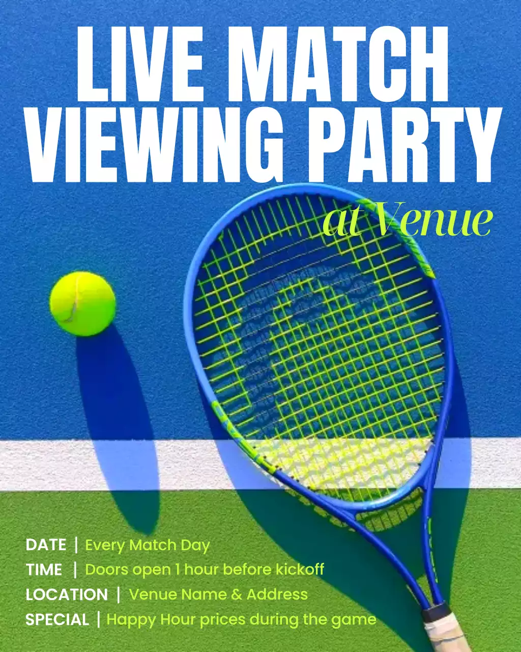 Blue Modern Tennis Event Announcement