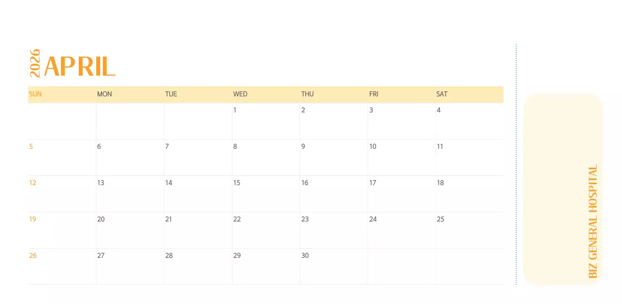 녹색 사진 프레임의 병원 달력