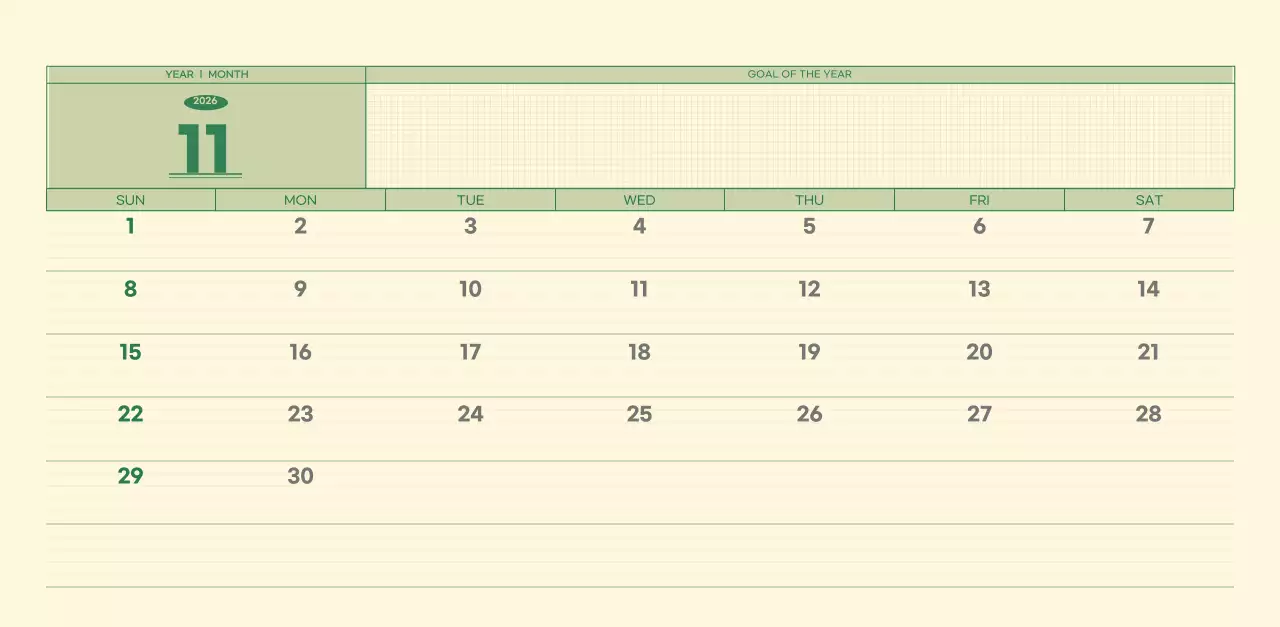 초록색과 연노랑색의 수능 디데이 메모장 컨셉 벽걸이 달력