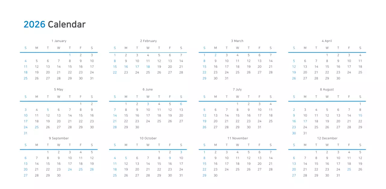 화이트톤 심플한 기업용 탁상달력