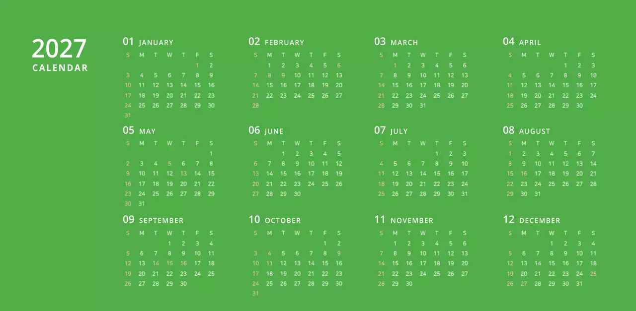 귀여운 일러스트 초록색 가족테마 탁상달력