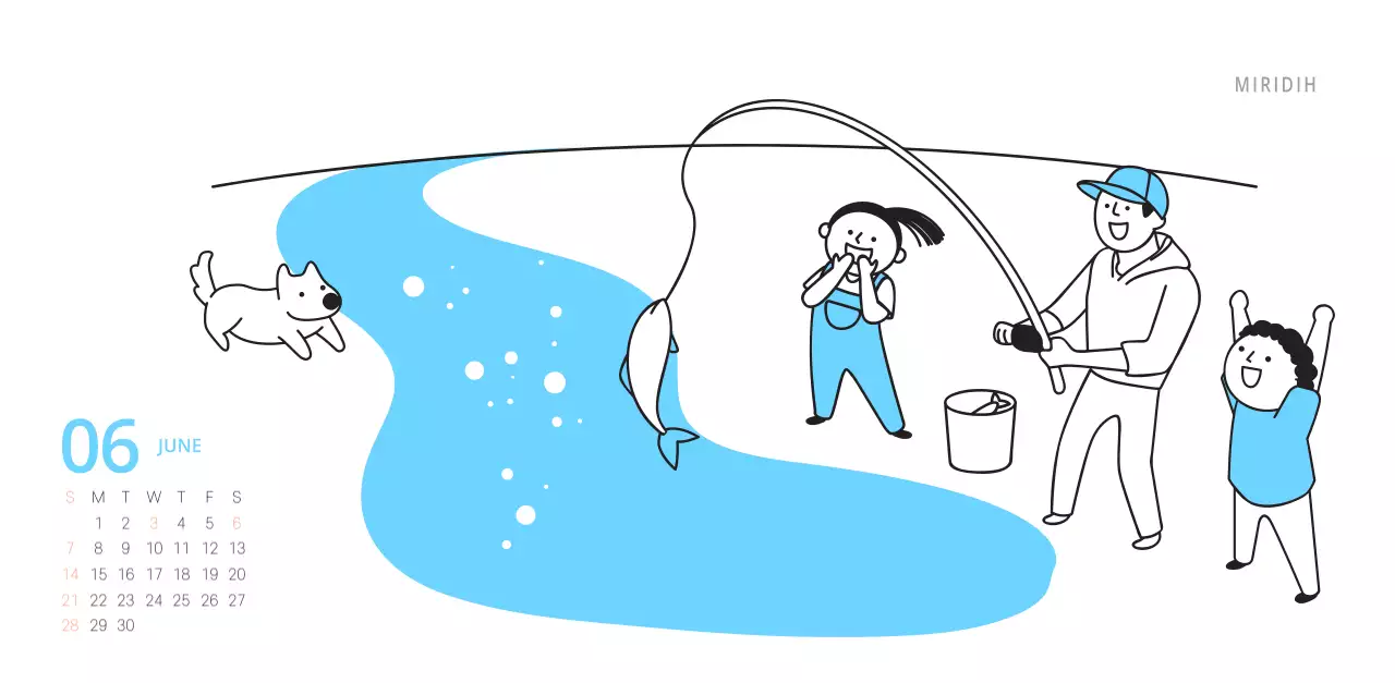 귀여운 일러스트 초록색 가족테마 탁상달력