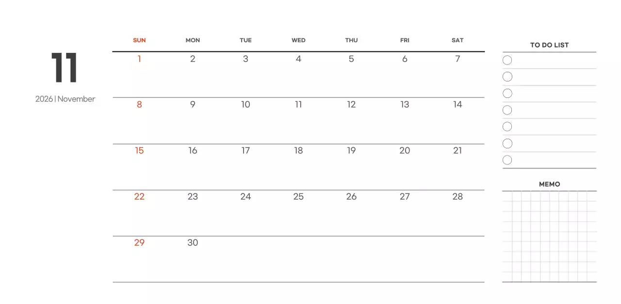 심플하고 모던한 스타일의 카페 달력