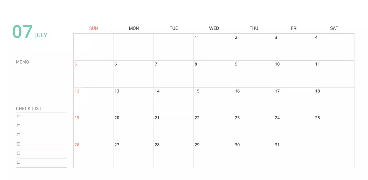 귀여운 일러스트 초록색 가족테마 탁상달력