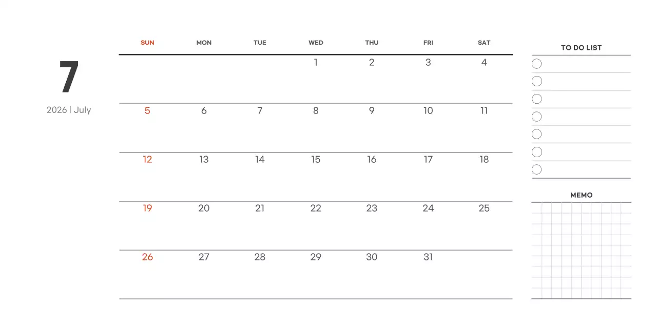 심플하고 모던한 스타일의 카페 달력