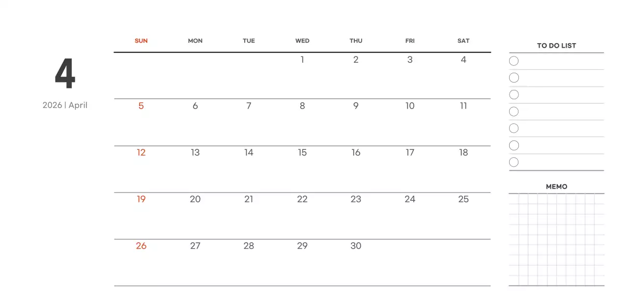 심플하고 모던한 스타일의 카페 달력
