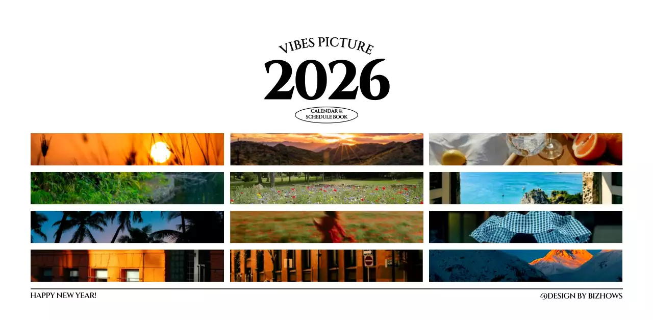 흑백 감성적인 여행 사진 컨셉의 심플한 스타일 벽걸이 달력