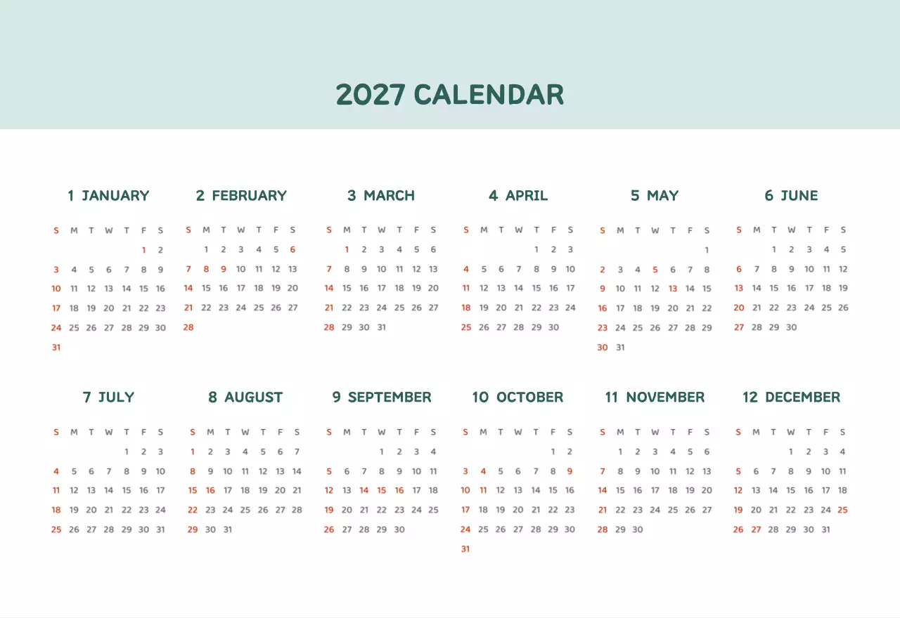 다양한 컬러의 감성적인 일러스트가 들어간 달력