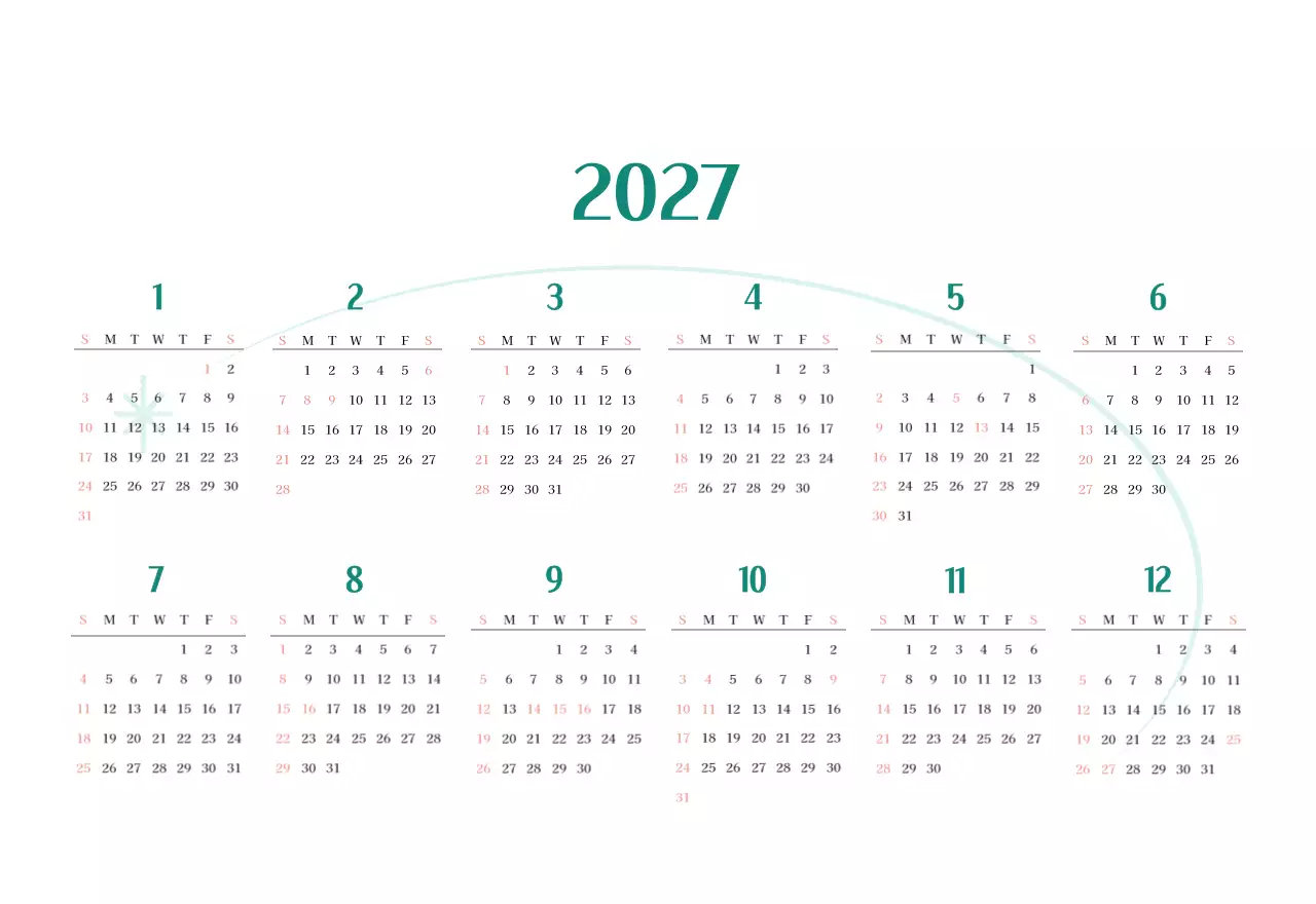 녹색 사진 프레임의 병원 달력