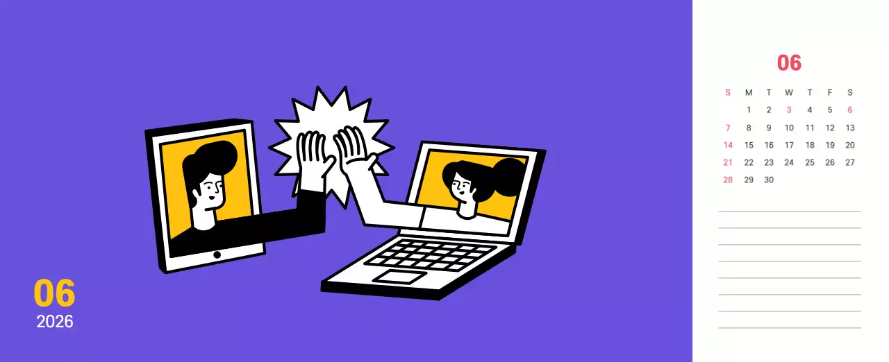 보라색 배경에 깔끔한 라인 일러스트