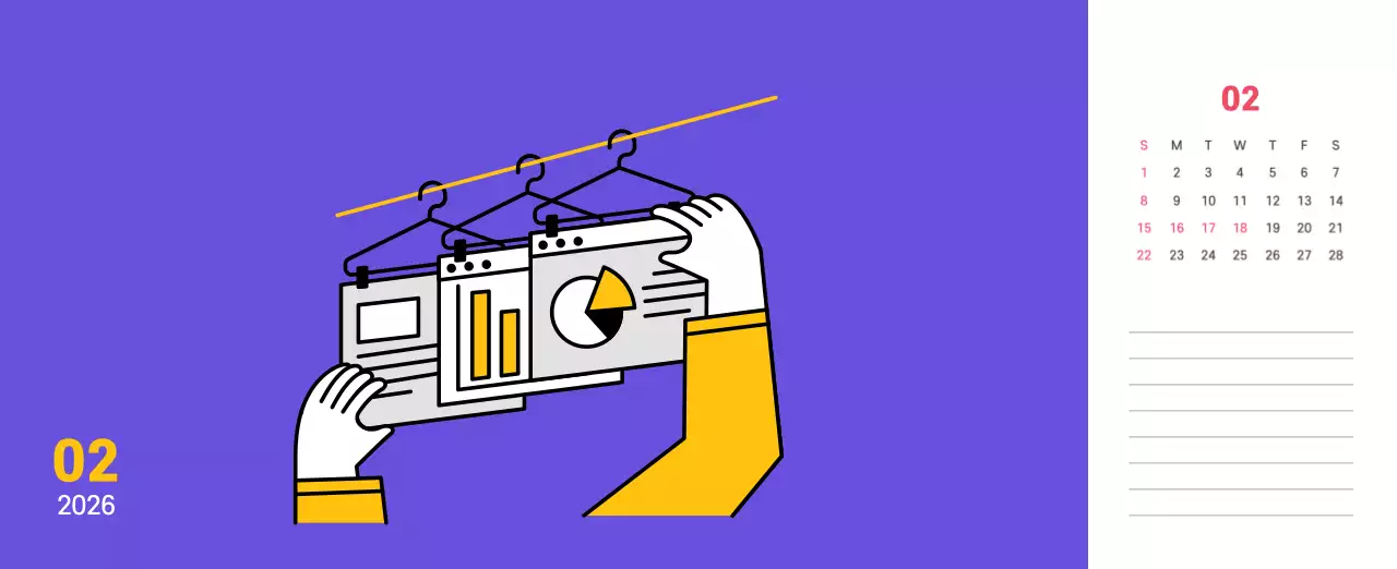 보라색 배경에 깔끔한 라인 일러스트