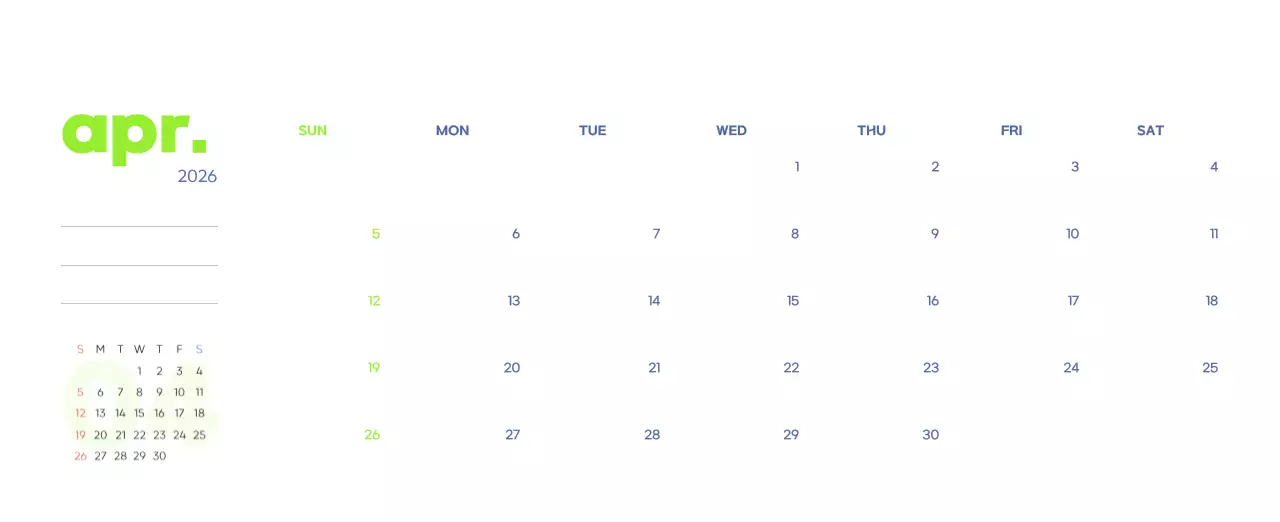 아기자기한 일러스트가 있는 업무용 달력