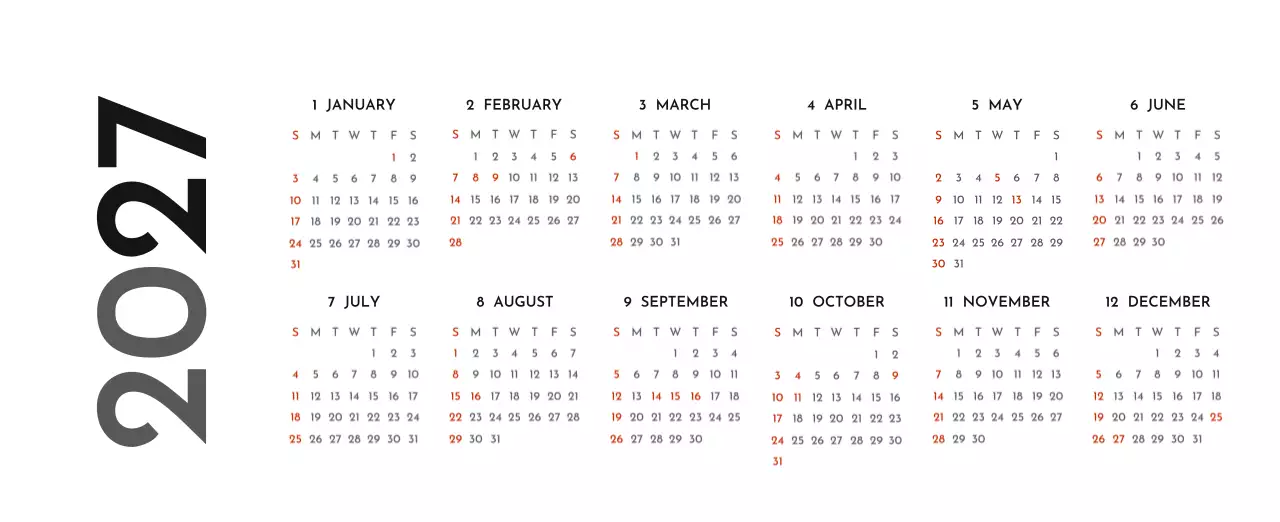 그레이의 심플한 기업 달력