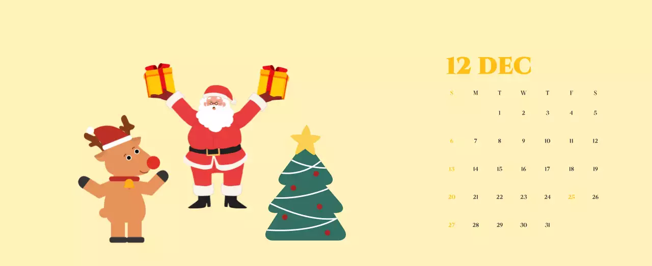 옐로우와 그린 배경에 청소년 일러스트가 담긴 달력