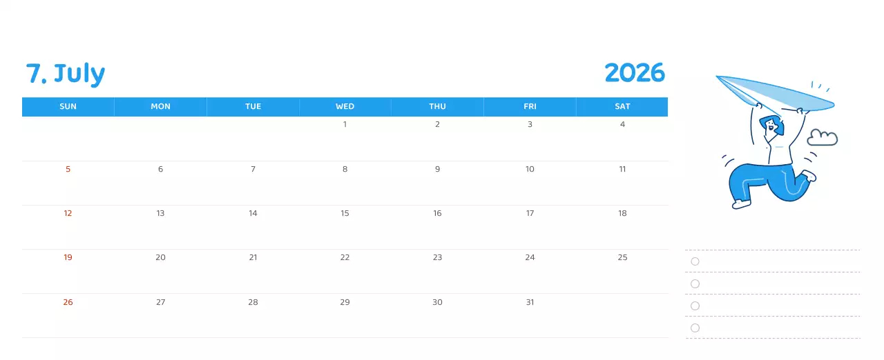 다양한 컬러의 감성적인 일러스트가 들어간 달력
