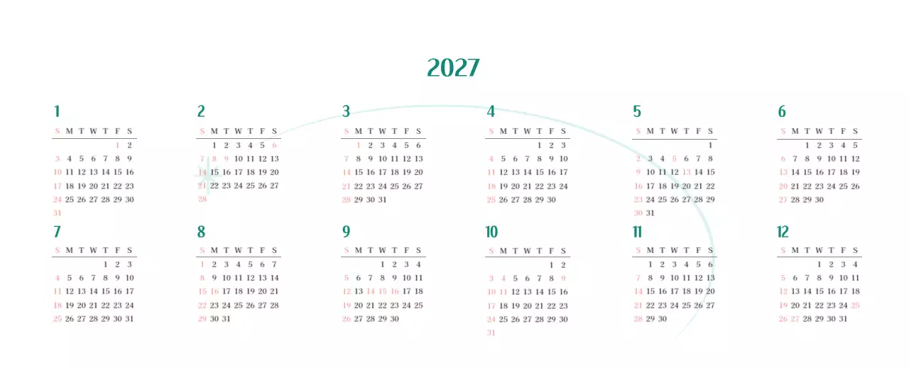 깔끔하고 알록달록한 컨셉의 병원 달력
