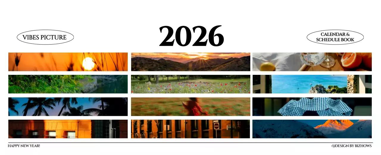 흑백 감성적인 여행 사진 컨셉의 심플한 스타일 벽걸이 달력