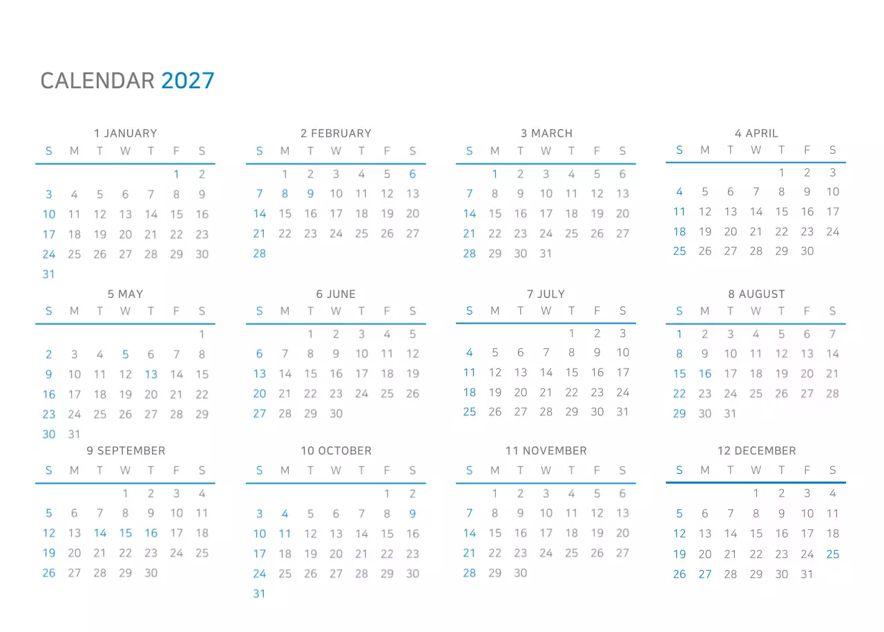 화이트톤 심플한 기업용 탁상달력