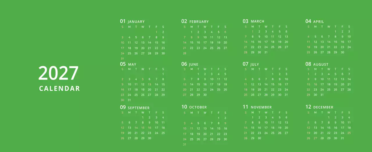 귀여운 일러스트 초록색 가족테마 탁상달력