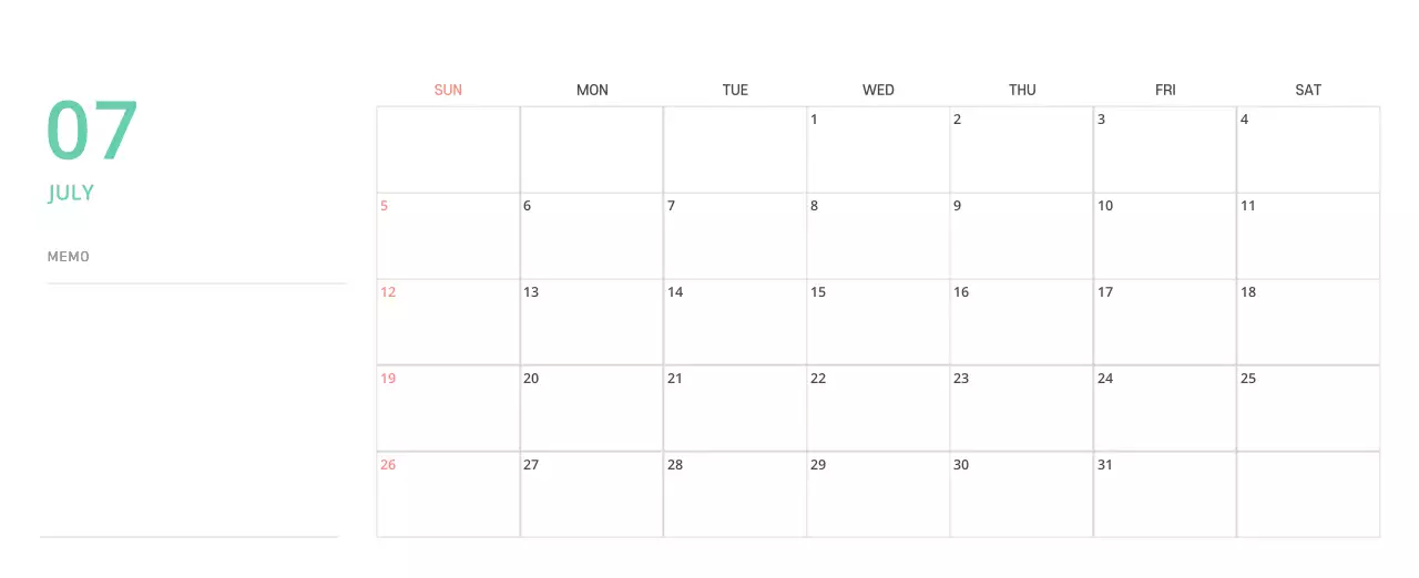 귀여운 일러스트 초록색 가족테마 탁상달력