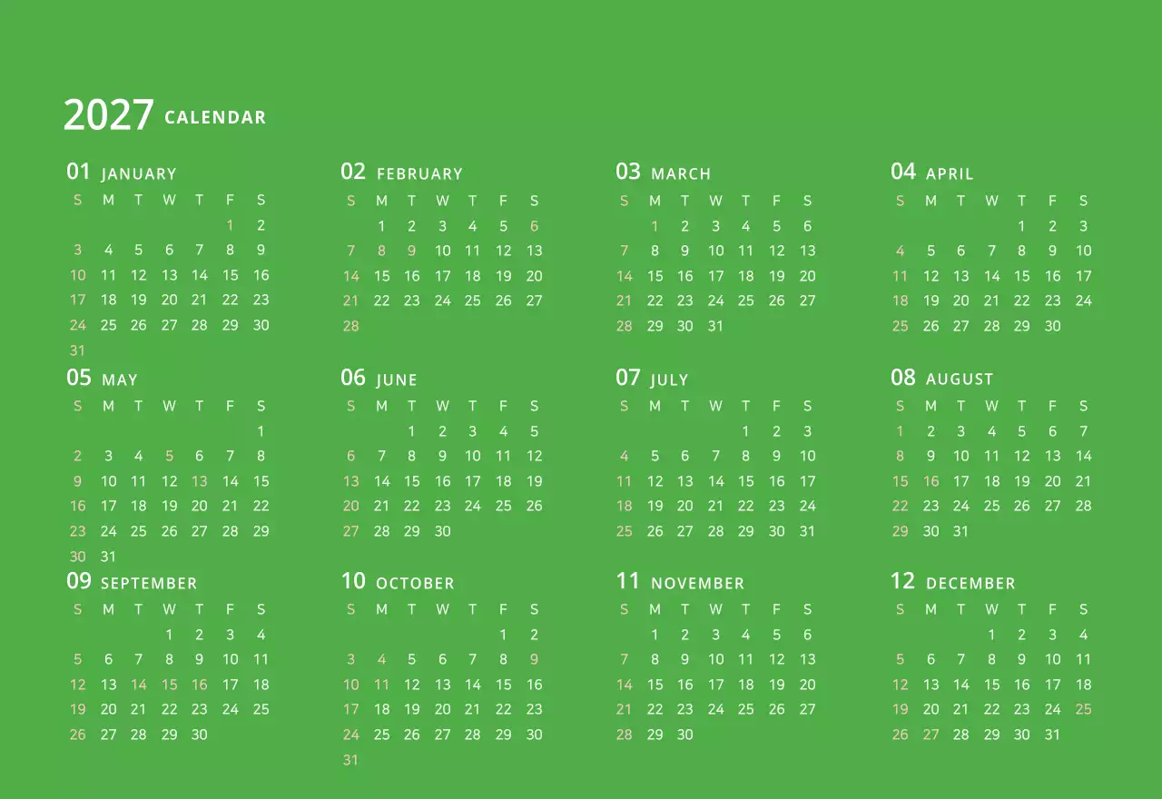 귀여운 일러스트 초록색 가족테마 탁상달력