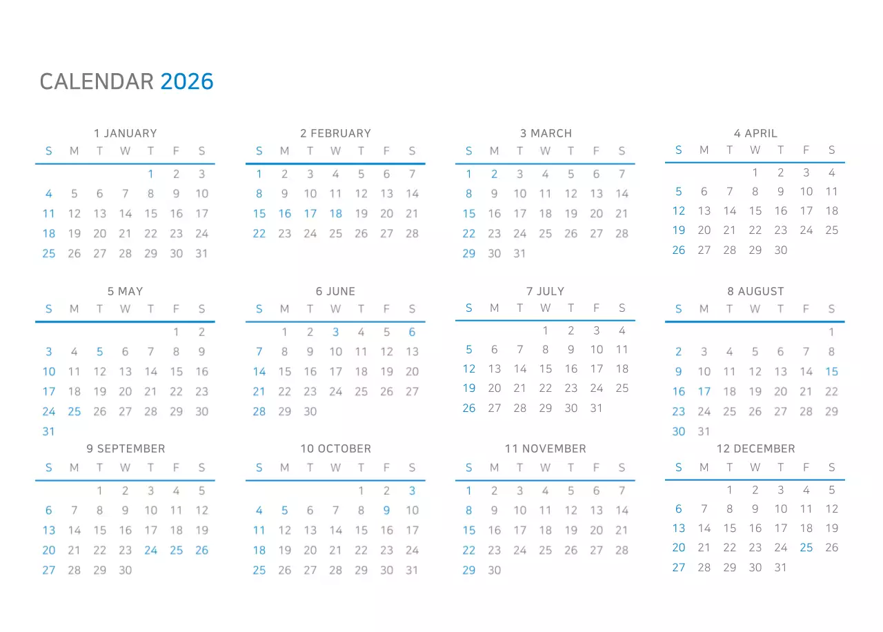 화이트톤 심플한 기업용 탁상달력